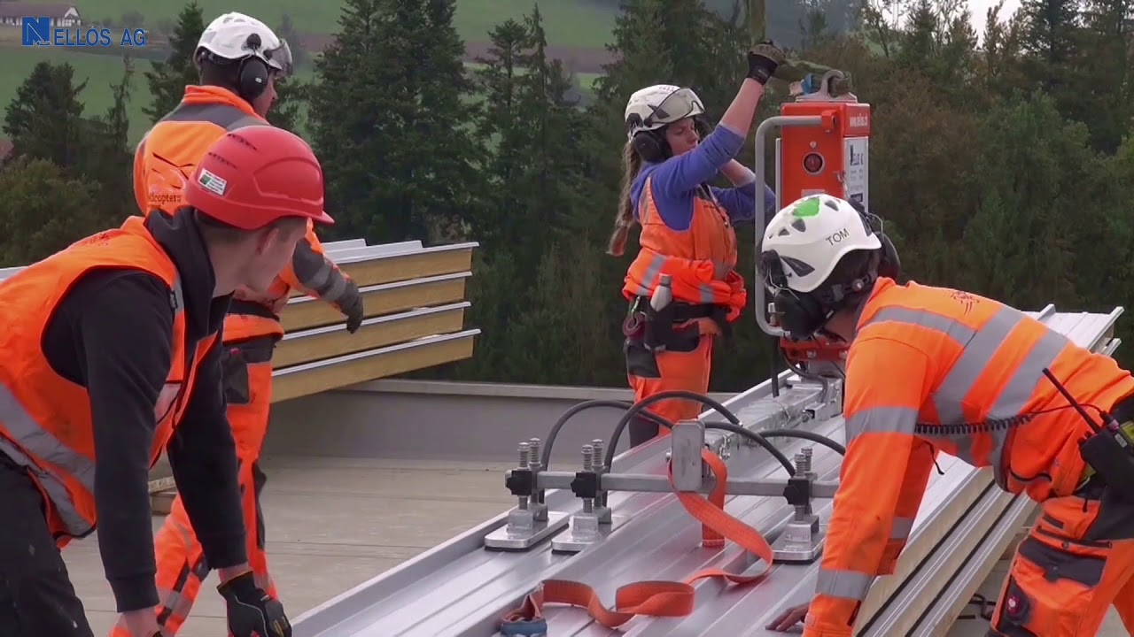 Promotion-Take, Nellos AG, Paneelenmontage mit Helikopter, Coop Verteilzentrale Bern.