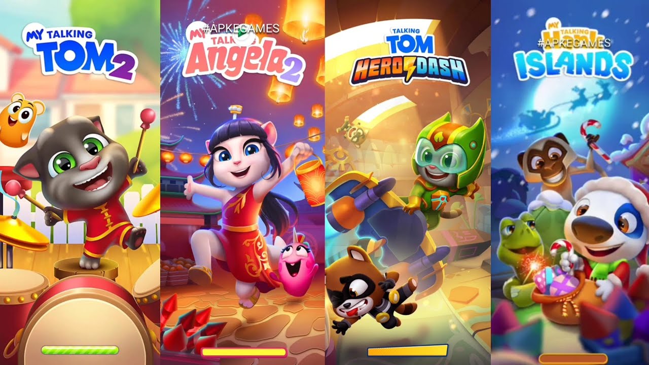 My Talking Tom 2 vs My Talking Angela 2 vs Talking Tom Hero Dash vs My Talking Hank islands Gameplay