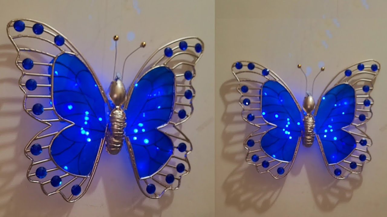 Mariposa Decorativa azul y dorado Diy. Decoracion para el hogar.