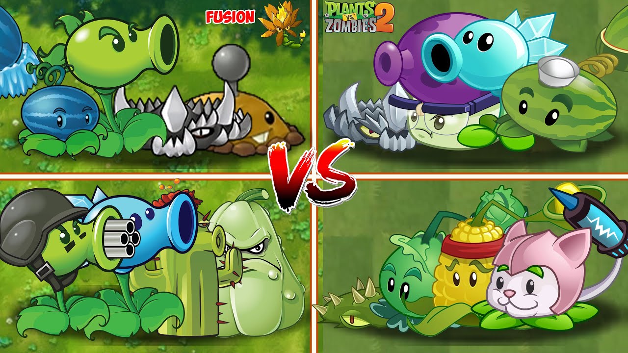 PVZ  FUSION VS PVZ 2 - 4 Plants Team Vs 4 Plants Team Vs Zombie Team - p38 - Who's the best ?#pvz