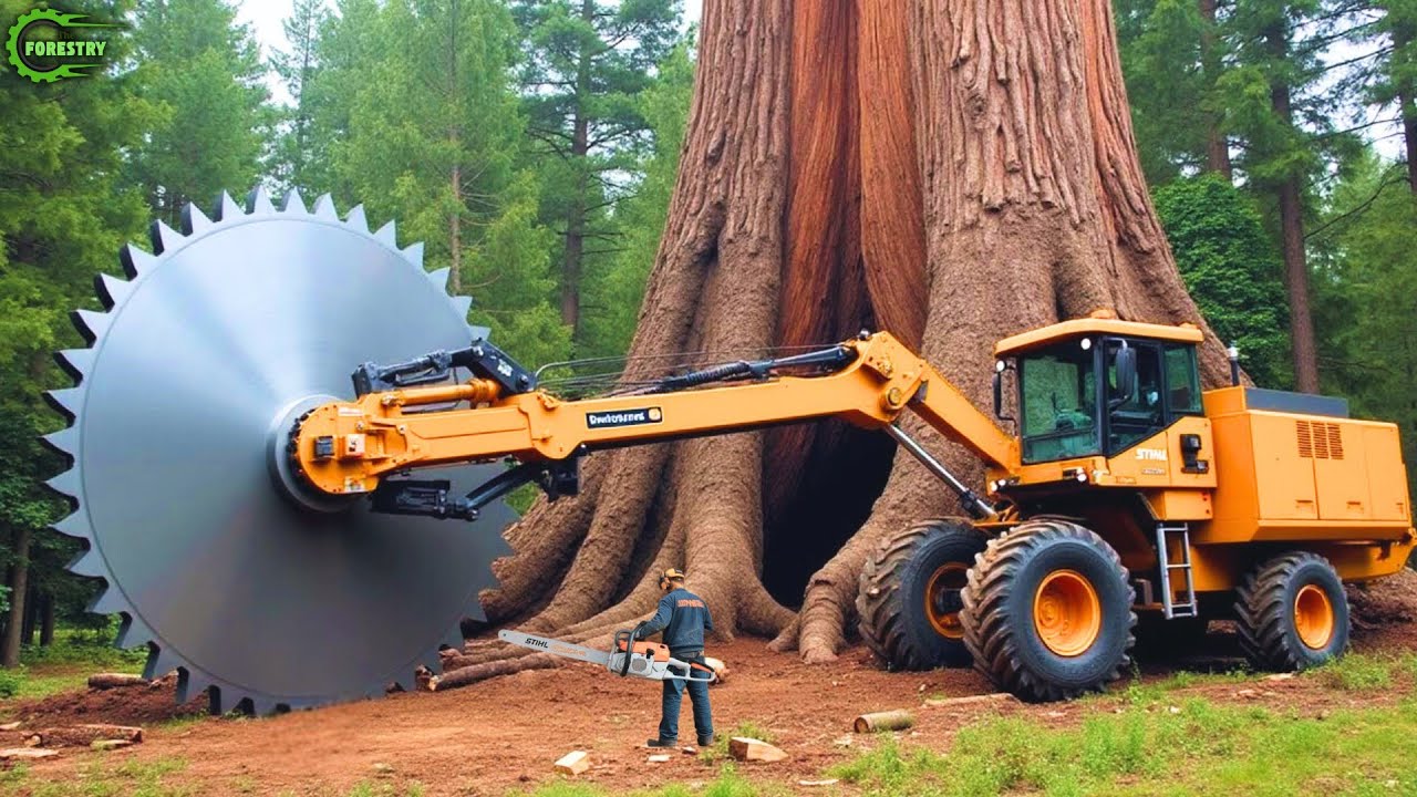 Extreme Dangerous Fastest Big Chainsaw Cutting Tree Machines | Monster Stump Removal Excavator #83