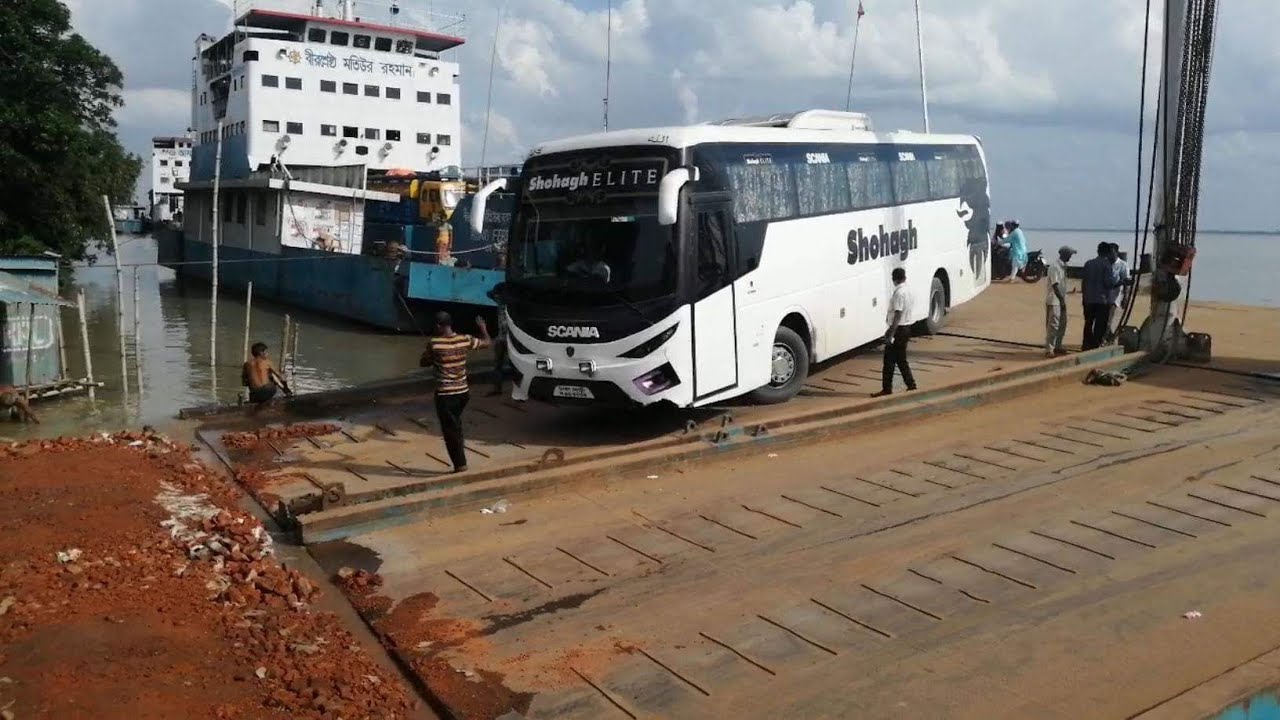 Shohagh Elite Scania Bus In Ferry Ghat | Dhaka to Kolkata | Dhaka-Khulna | BD Bus Loving