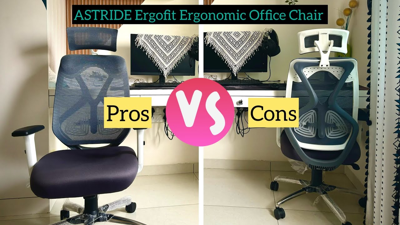 ASTRIDE Ergofit Ergonomic Office Chair for Home | 2D Headrest, Adjustable Arms & Lumbar Support