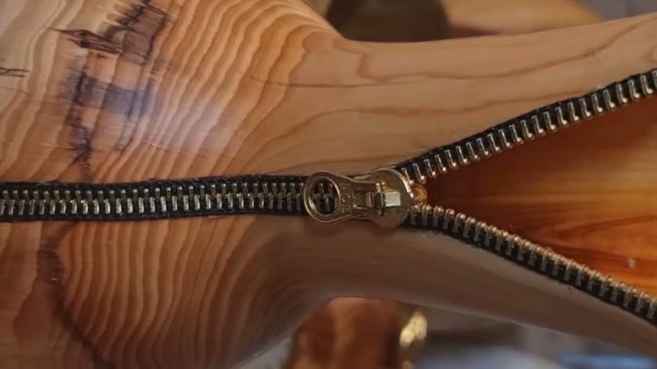 wood with a zip 😁😁 #woodart #artist #woodturning