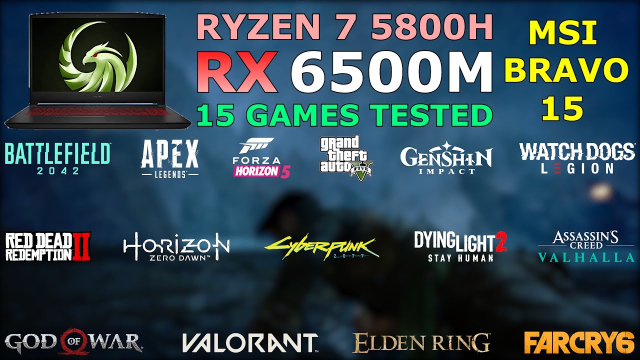 MSI Bravo 15 - Ryzen 7 5800H RX 6500M - Test in 15 Games in 2023