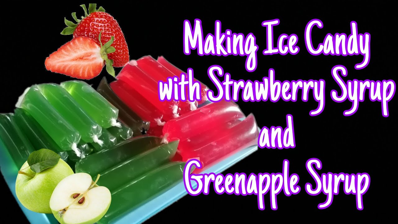 Making ice candy with Strawberry syrup and Green Apple syrup| 2 Flavors ice candy recipes.