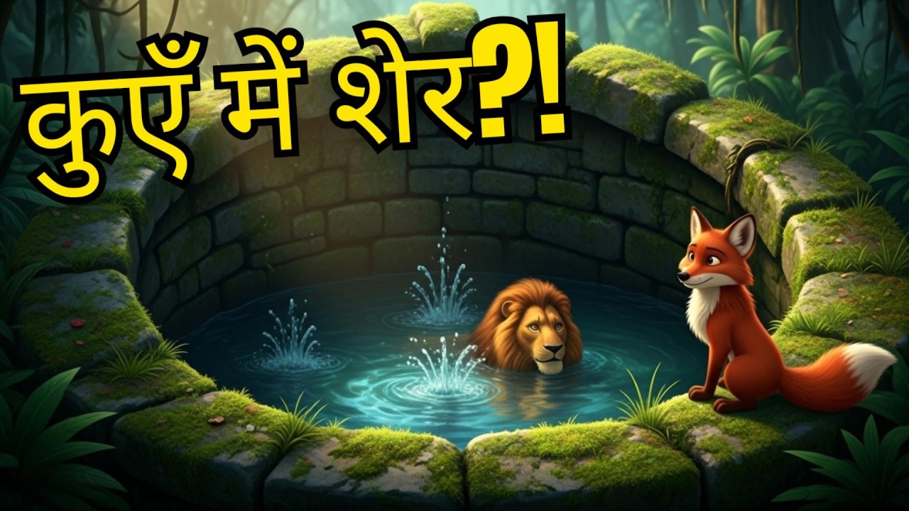 मूर्ख शेर और चालाक लोमड़ी 🦁🦊 | कुएँ में शेर कूद गया! 😱 | पंचतंत्र कहानी