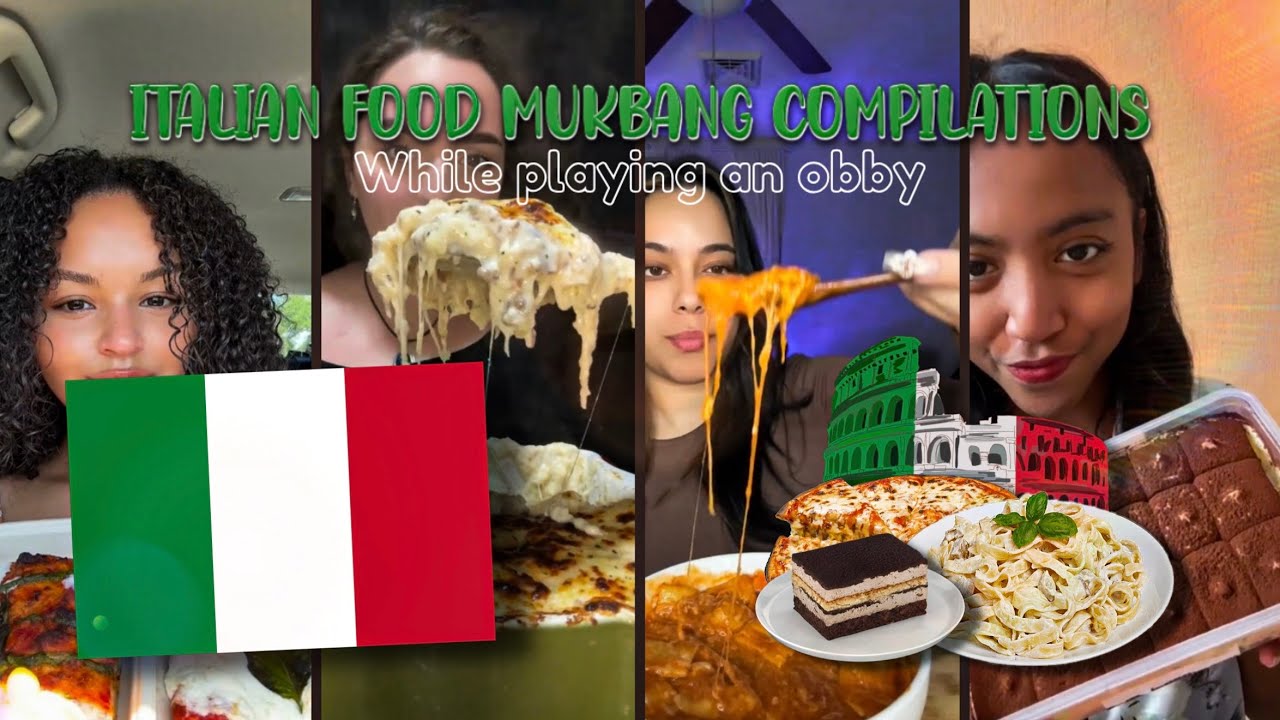 ✨🇮🇹🍝Italian food mukbang compilations while playing an obby | (I DON’T OWN THESE VIDEOS)🍝🇮🇹✨