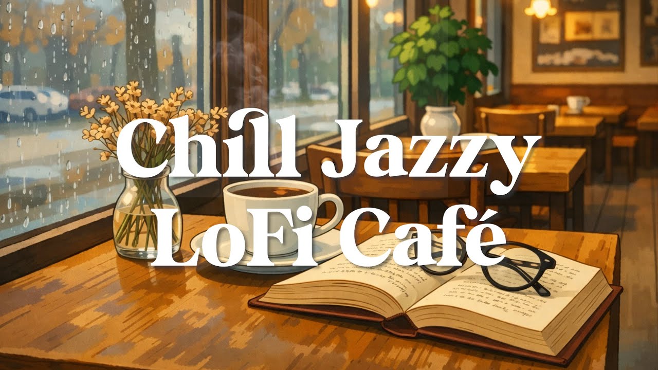 Chill Jazzy LoFi Café for Quiet Focus, Study, Work | Cozy Coffee Shop, Rainy Day Vibes