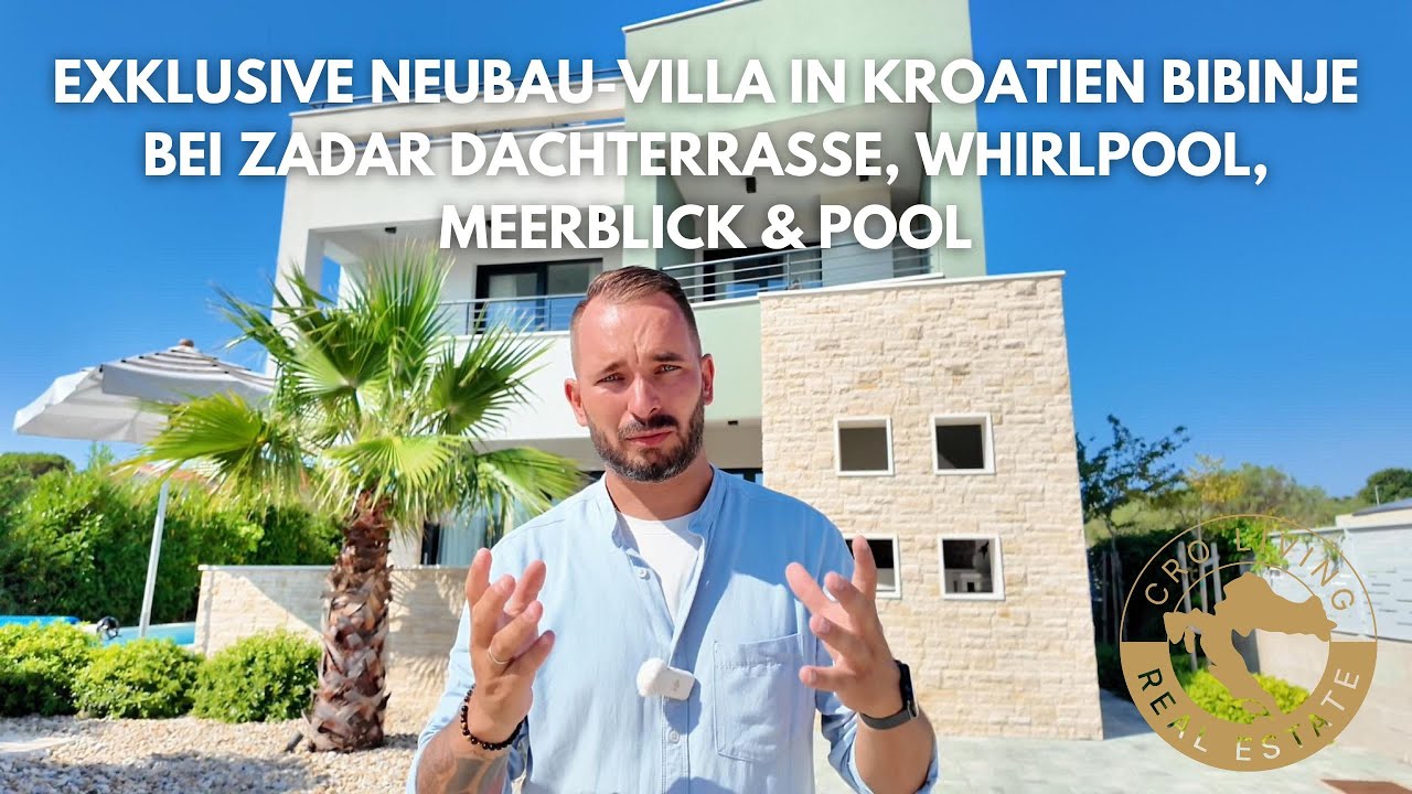 Exklusive Neubau-Villa in Kroatien Bibinje bei Zadar  Dachterrasse, Whirlpool, Meerblick & Pool