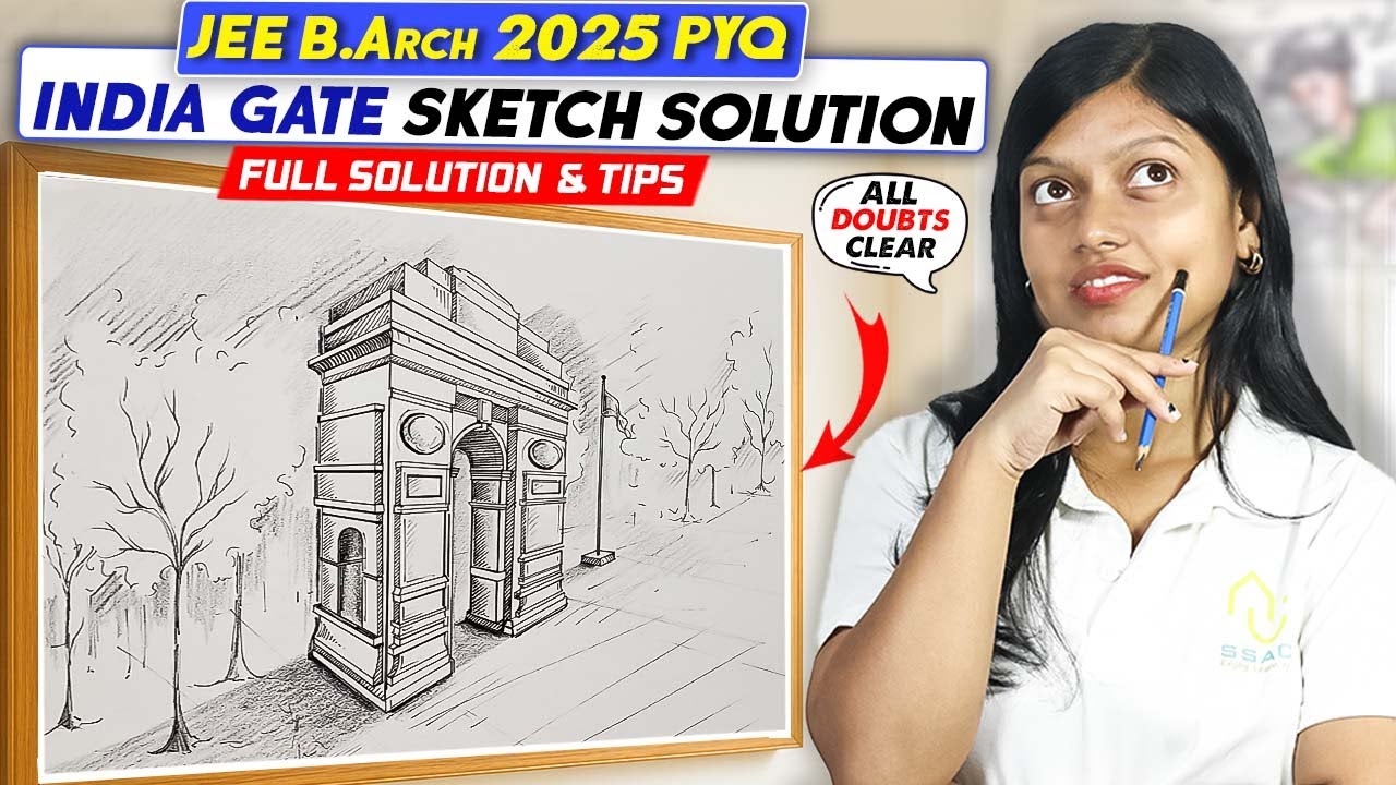JEE B.Arch Previous Year Drawing Question Solution | Year 2025 | India Gate Sketch