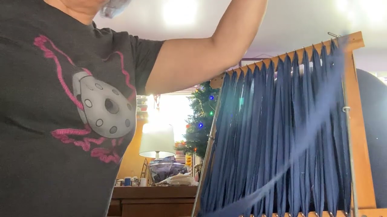 Placement Loom.  Showing how I string up my loom! Using old sheets and tablecloths!