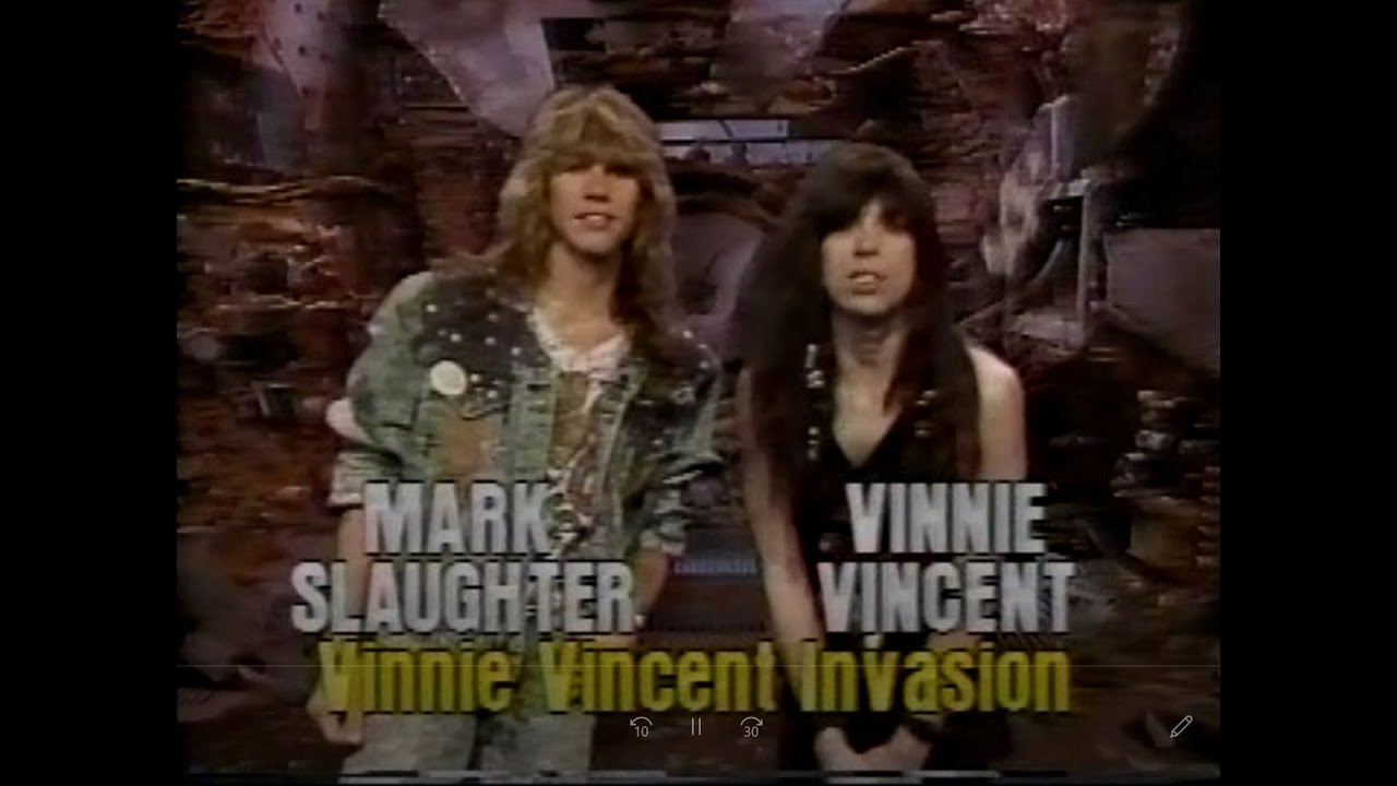 Vinnie Vincent & Mark Slaughter host MTV Headbangers Ball - 07/88