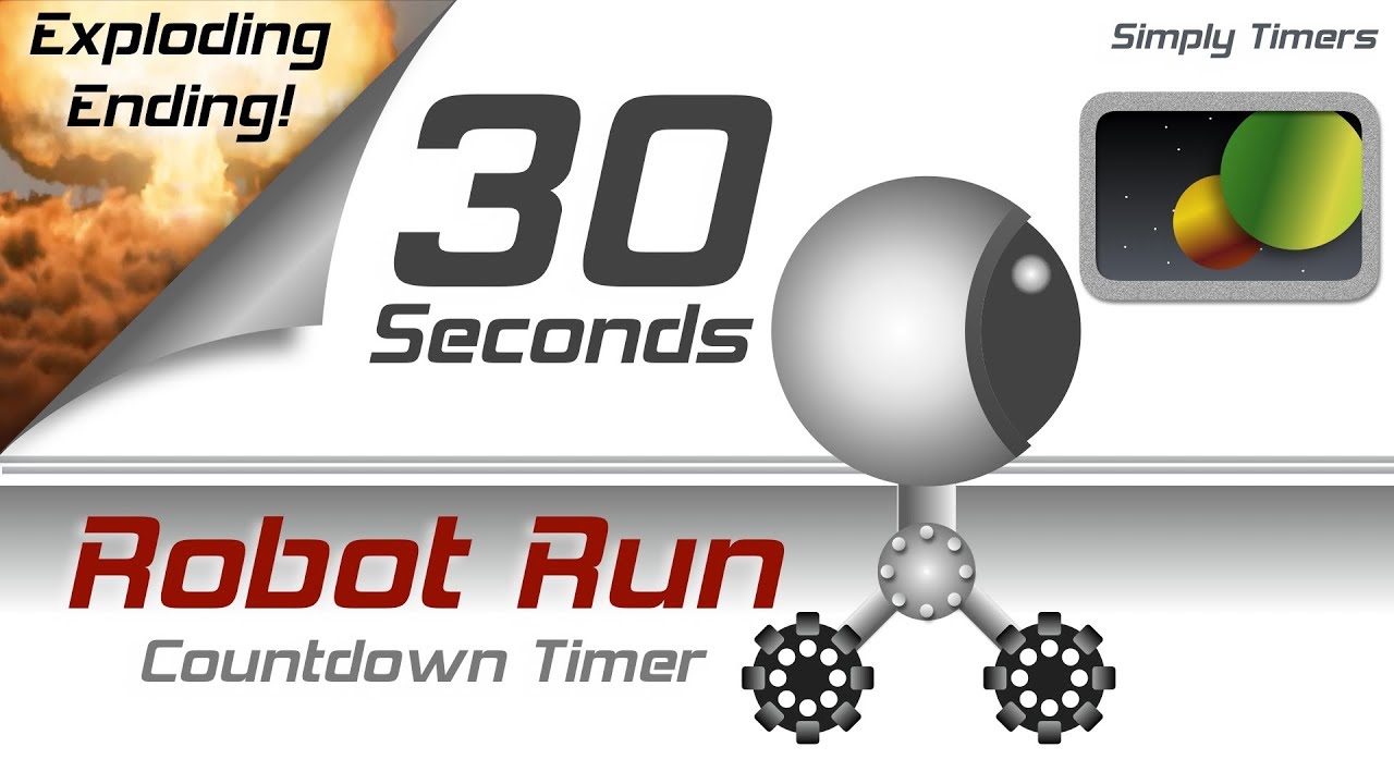 30 sec racing robot countdown timer with exploding ending
