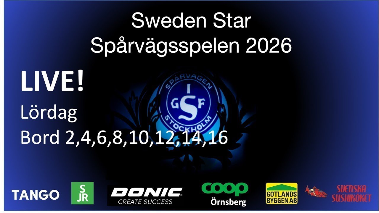 LIVE | L&ouml;rdag | Bord 2,4,6,10,12,14,16 | Sweden Star Sp&aring;rv&auml;gsspelen 2026