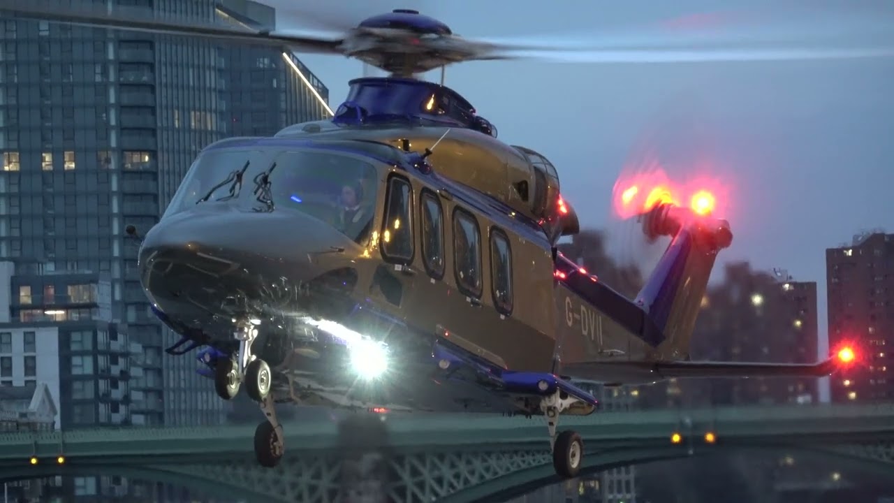 AW139 G-DVII EVENING DEPARTURE FROM LONDON BATTERSEA HELIPORT 6-12-2024