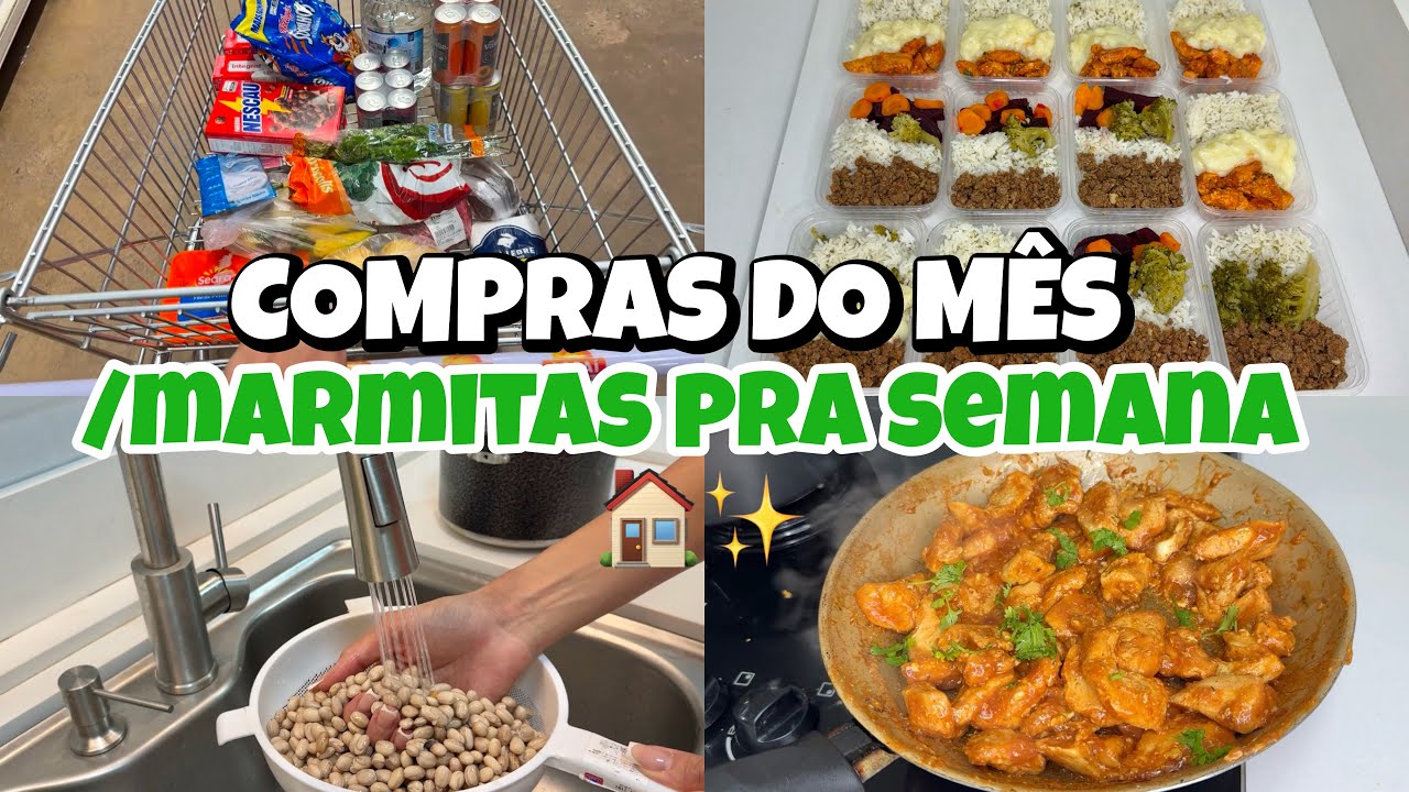 VLOGÃO: COMPRAS DO MÊS E FIZ MARMITAS PRA SEMANA| fui no ginecologista| geladeira organizada🏠🥦🥕✨