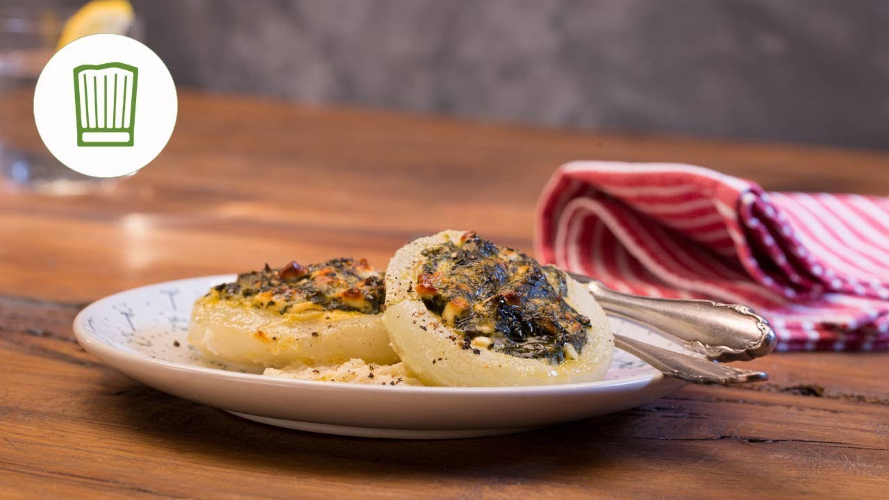 Kohlrabi gefüllt mit Spinat, Schafskäse und Schalotten | Chefkoch
