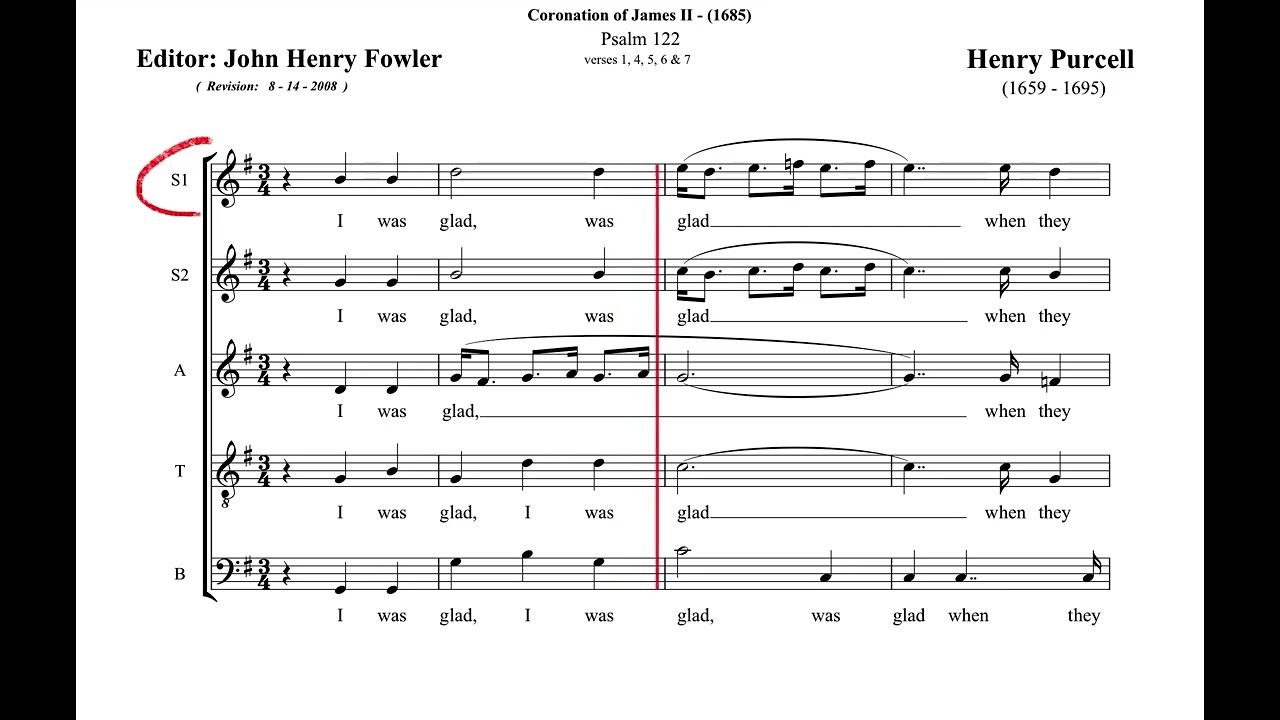 Purcell - I was glad - Sopran 1 hervorgehoben