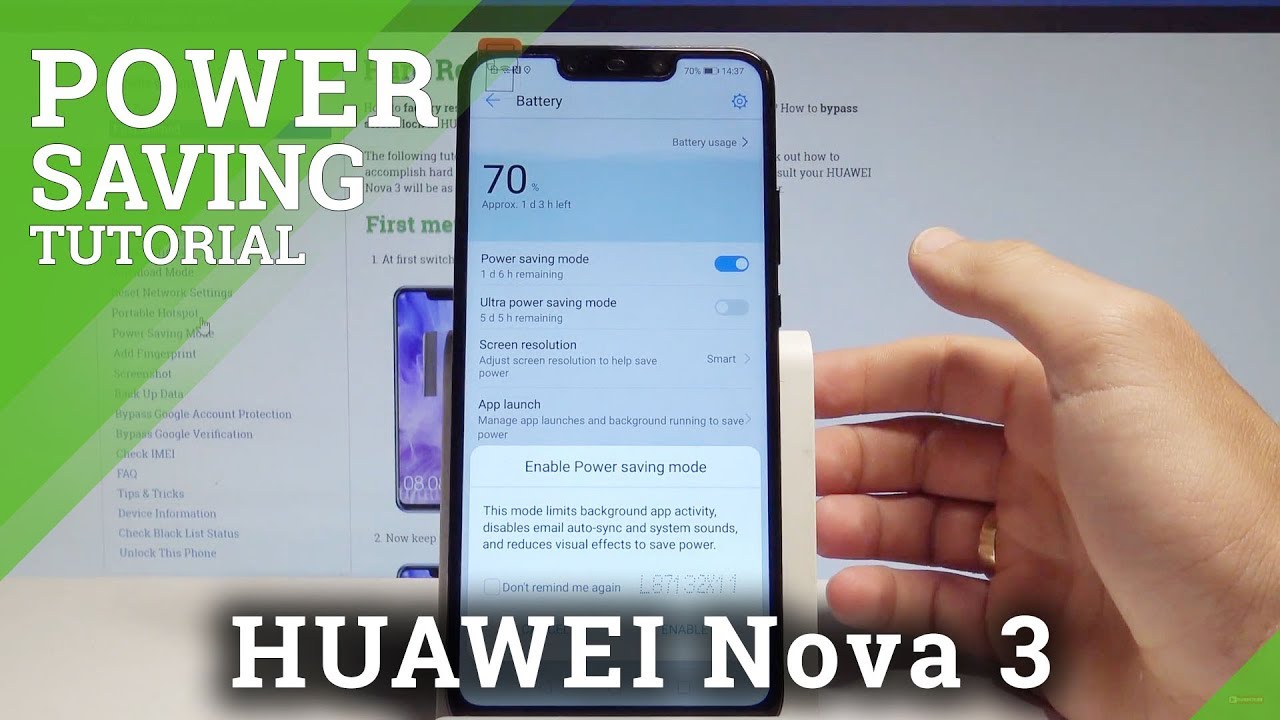 Как включить энергосбережение на HUAWEI Nova 3 &mdash; Battery Saver | HardReset.Info