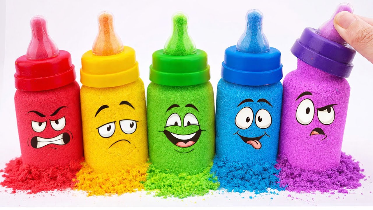 Satisfying ASMR Video | How To Make Rainbow Clown Milk Bottle From Kinetic Sand Cutting ASMR