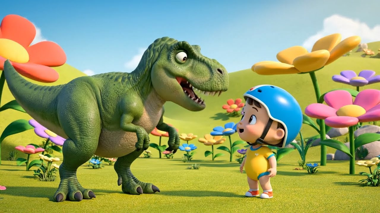 Don't Chase Me, Dino! 🦖  Learning Colors with Dinosaurs & Bikes  Nana - Nursery Rhymes & Kids Songs
