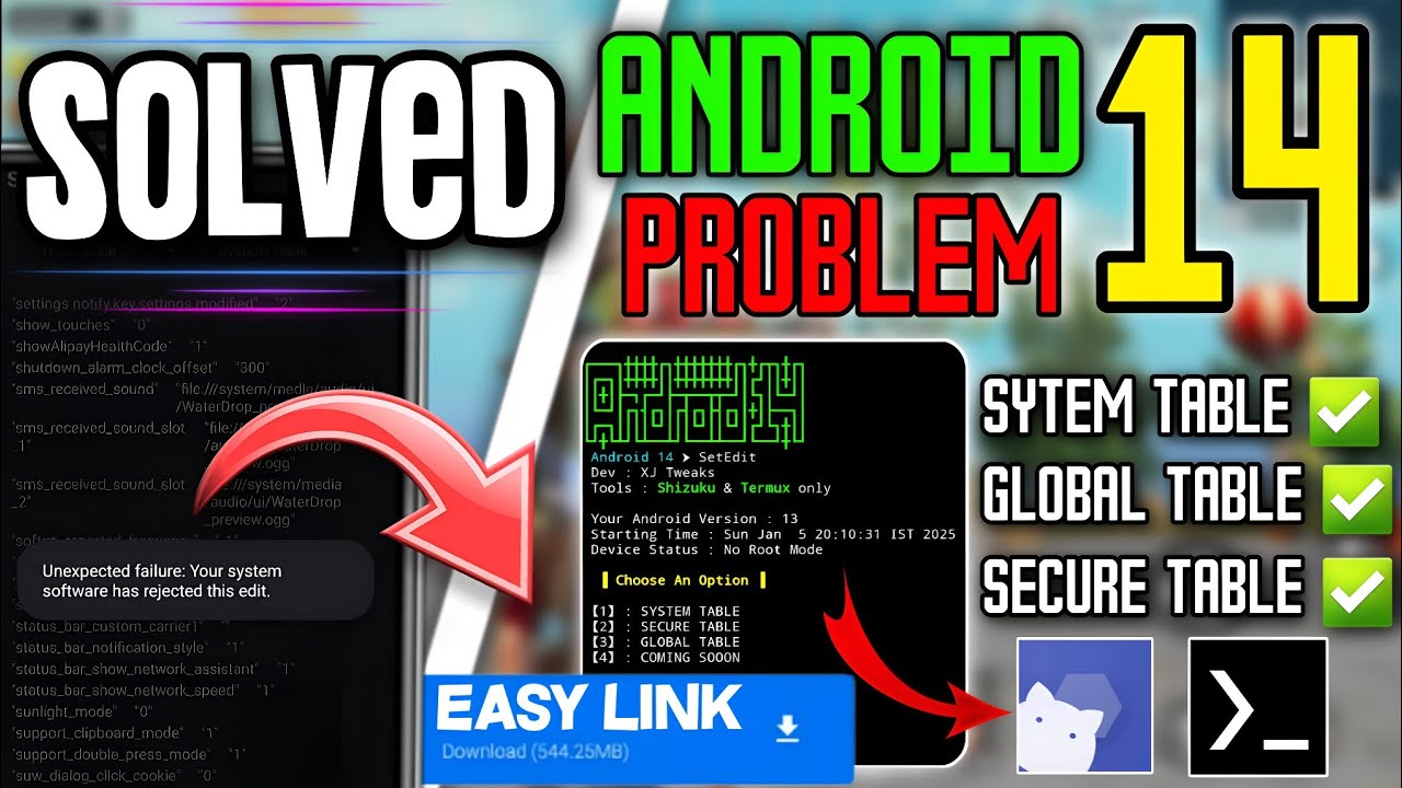 SetEdit Android 14 Problem Fix NonRoot Acces : Unlock Global Table & Secure Table Without SetEdit