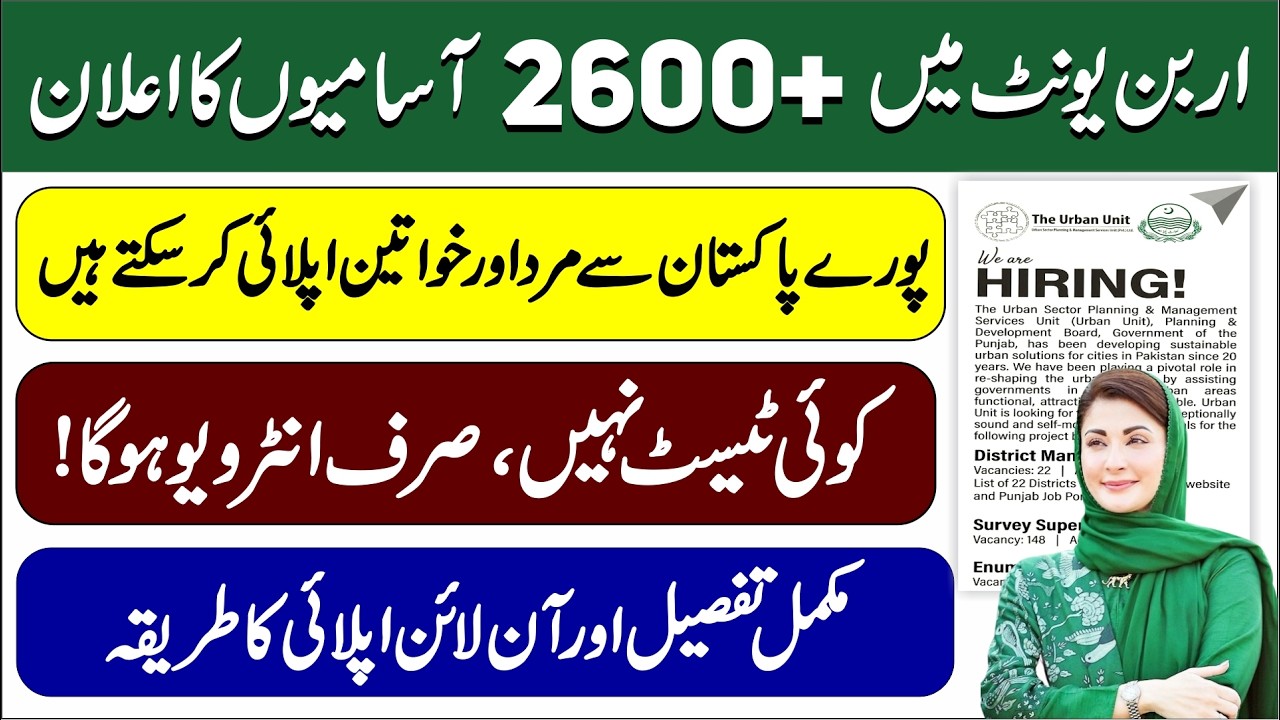 Urban Unit  Jobs 2026 | How to Apply Online for Urban Unit Jobs | 2500 Enumerator Jobs