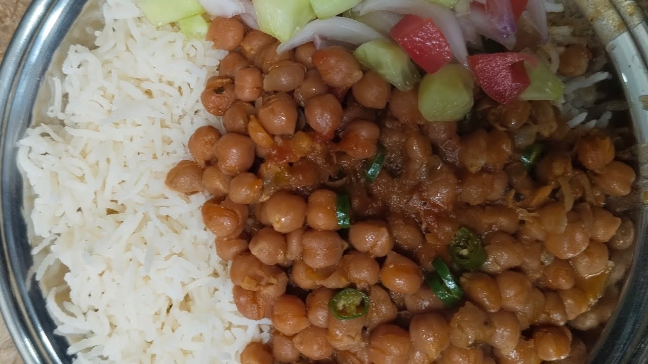 Boiled rice and safed channe recipe 