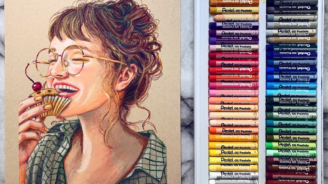 Pentel Oil Pastel Drawing : [First Impressions] from sketch to finish! #pentel #oilpastelportrait