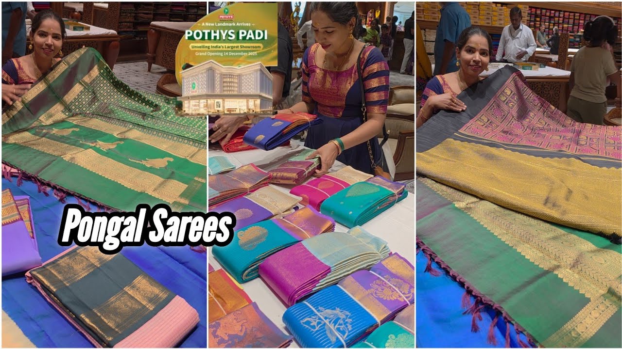 Pothys Padi New Showroom Opening | New Pongal Sarees Kanchi Silk Sarees Pure Soft Silk 
