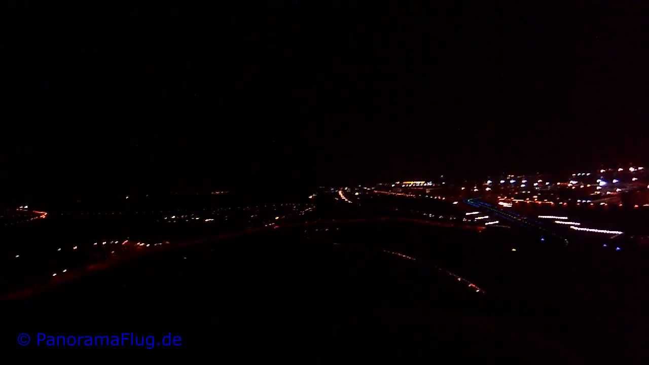Fliegen mit der PanoramaFlug - Anflug bei Nacht Piste 07L Frankfurt/Main (EDDF)
