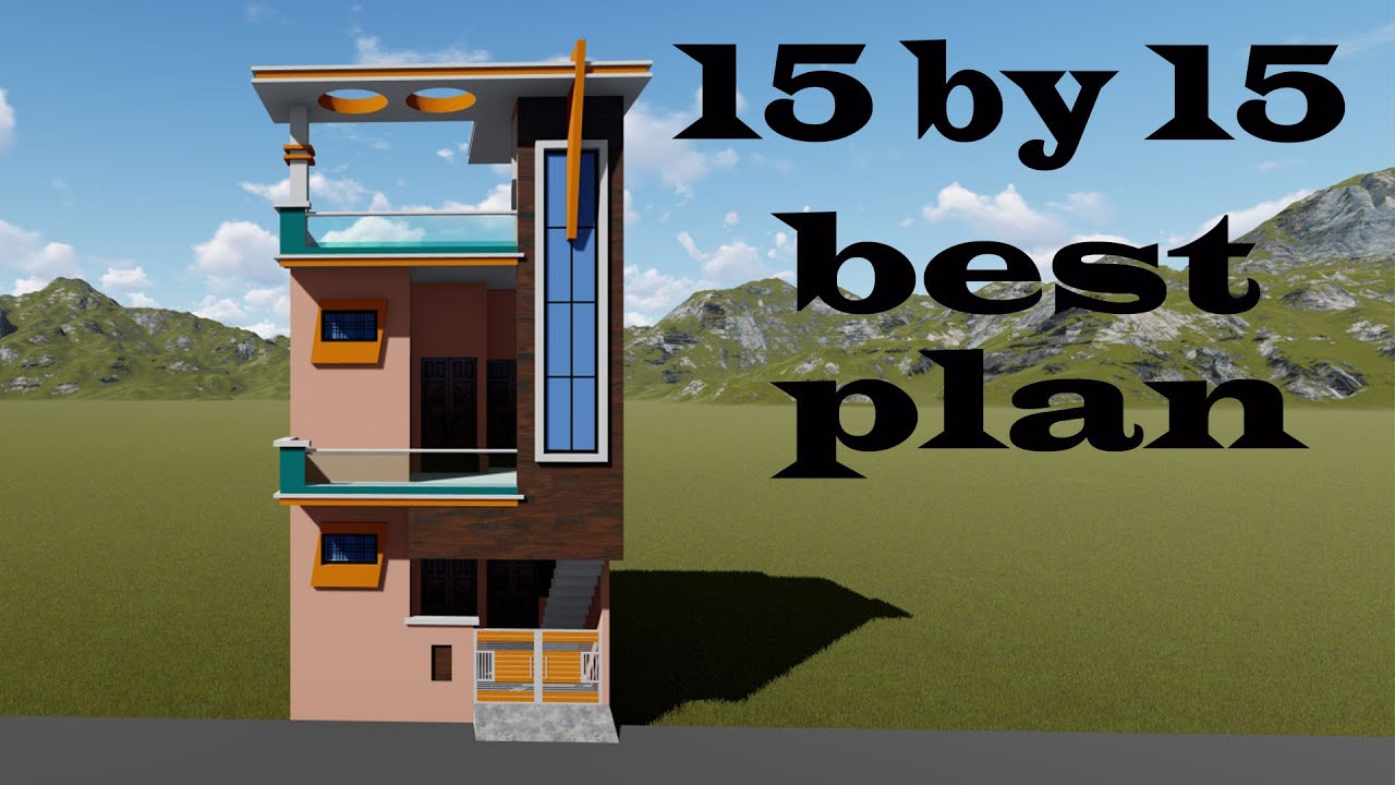 15 by 15 3d house plan with interior in hindi # 15*15 small home design # 15 by 15 house plan