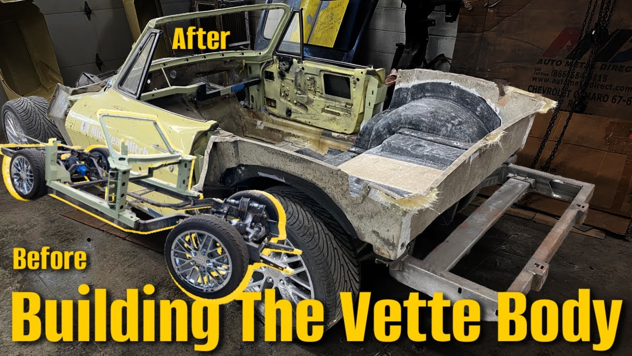 Перестройка кузова Vette 1965 года. Dynamic Corvette Restomod, модификация пола для родстера. Маг...