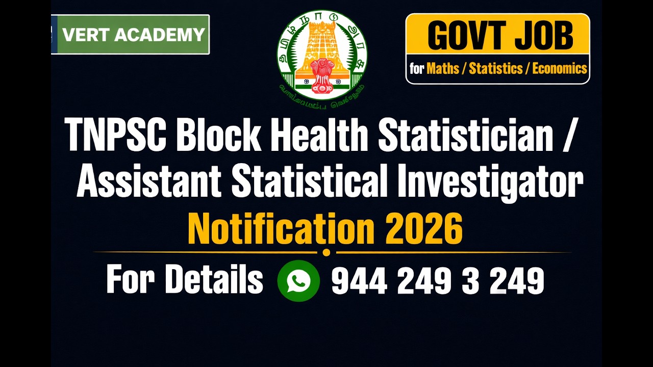 GOVT Job for Maths / Statistics / Economics |  TNPSC ASI / Block Health Statistician | Online Class
