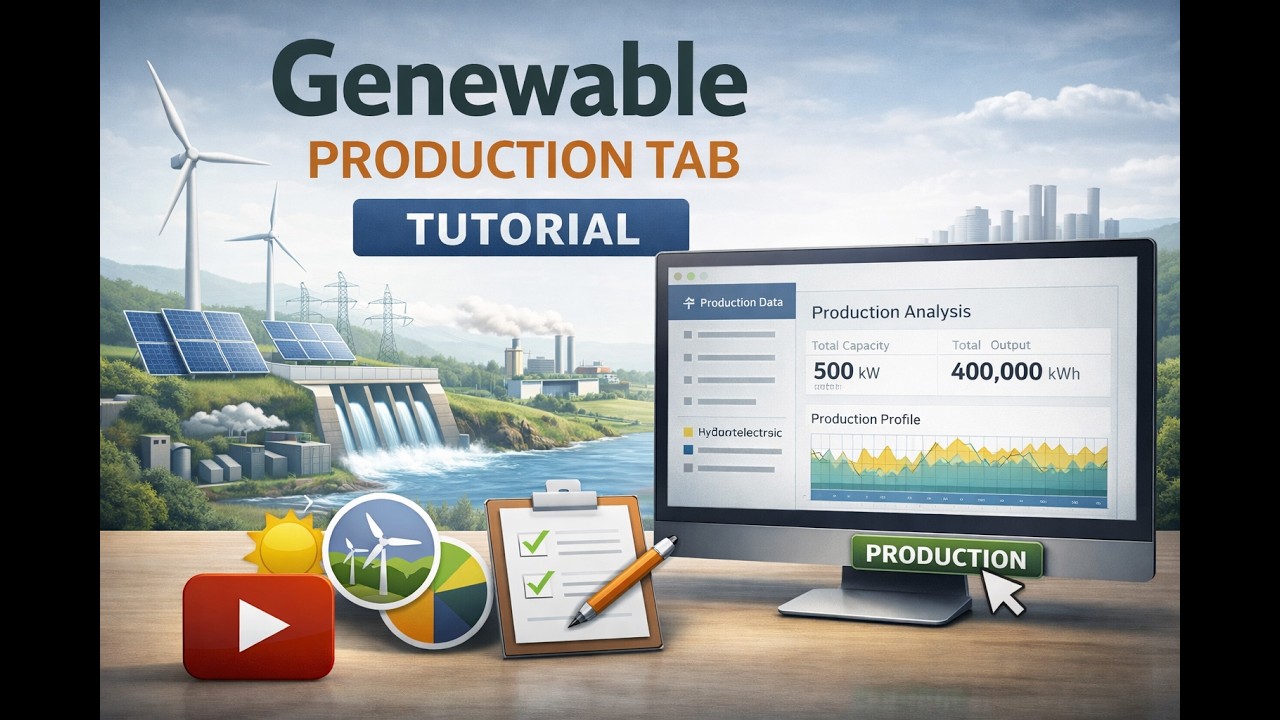 Genewable production tab: how to simulate Solar energy, Wind energy, and Electrical Grid