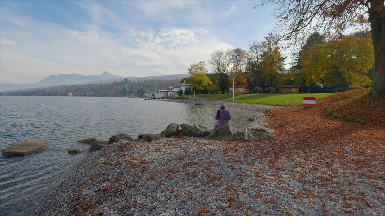 Walking in Publier Amphion At the Edge of Lake Leman
