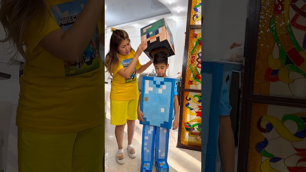 He doesn't need this Minecraft costume anymore 😱😨😔