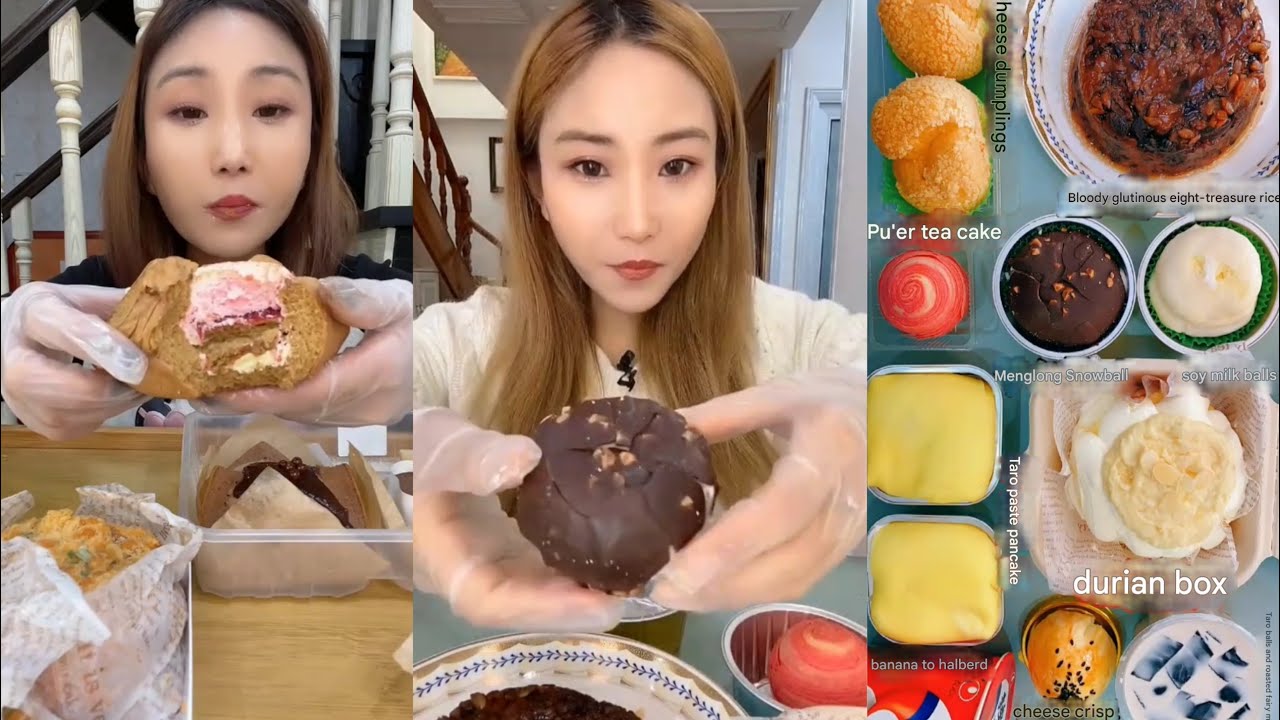 ASMR Delicious Dessert Mukbang | Roll Cake, Durian Cake,Pancakes | Satisfying Eating Sounds #asmr