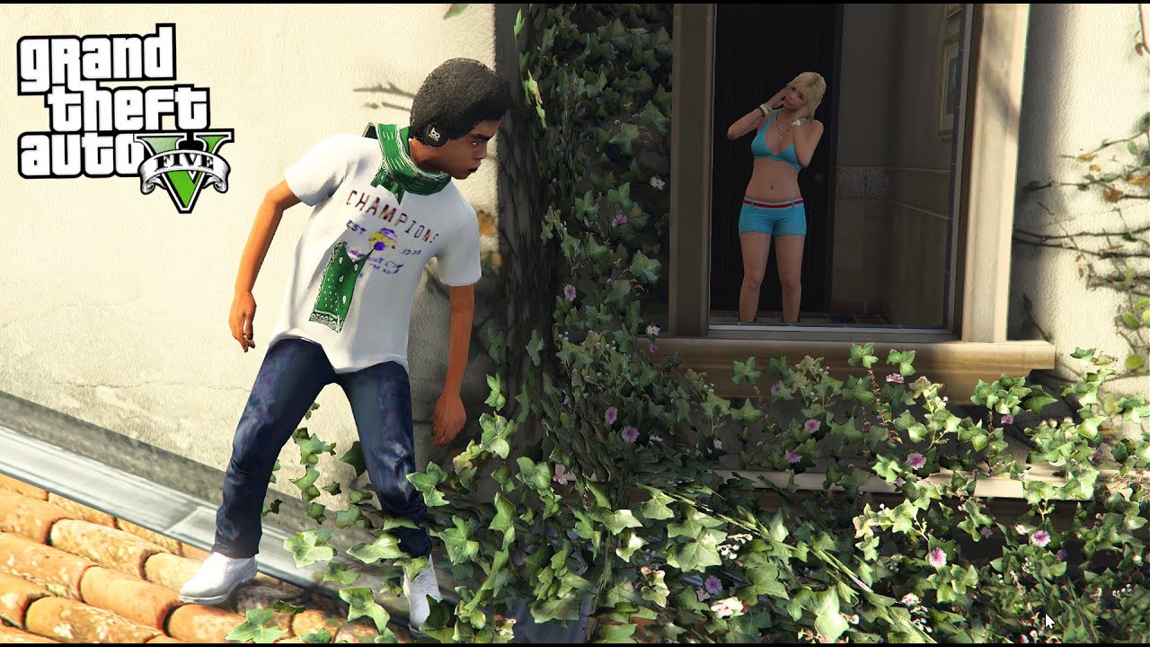 KID FRANKLIN SNEAKING INTO TRACEY HOUSE!!! (GTA 5 REAL LIFE PC MOD)