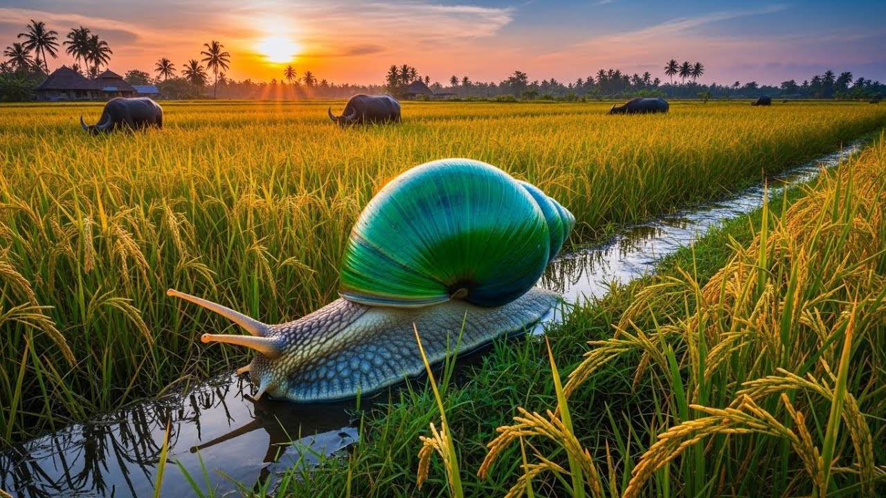 Crab and Snail in the Rice Field!