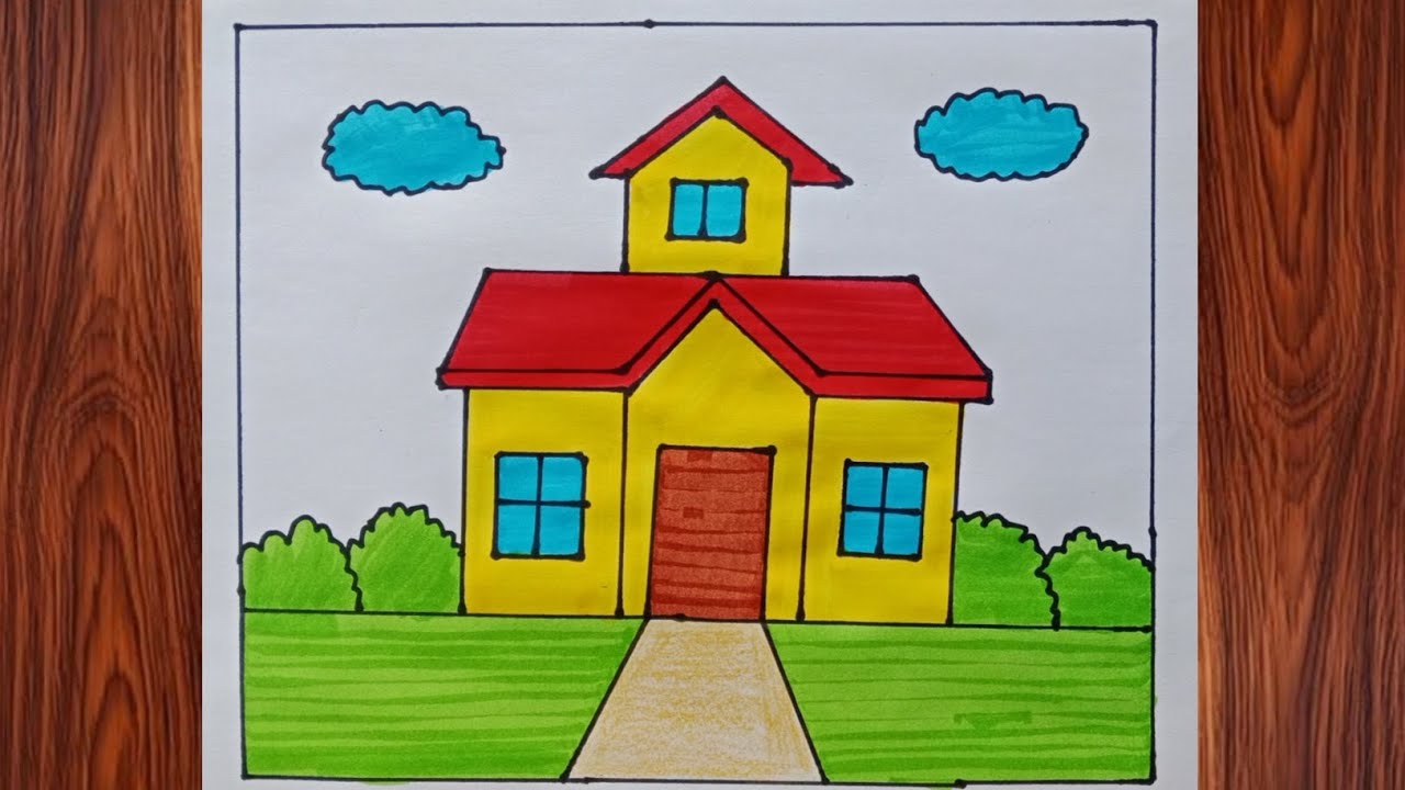 How to make a beautiful House Drawing / How to draw a House / House Drawing / Easy House Drawing 