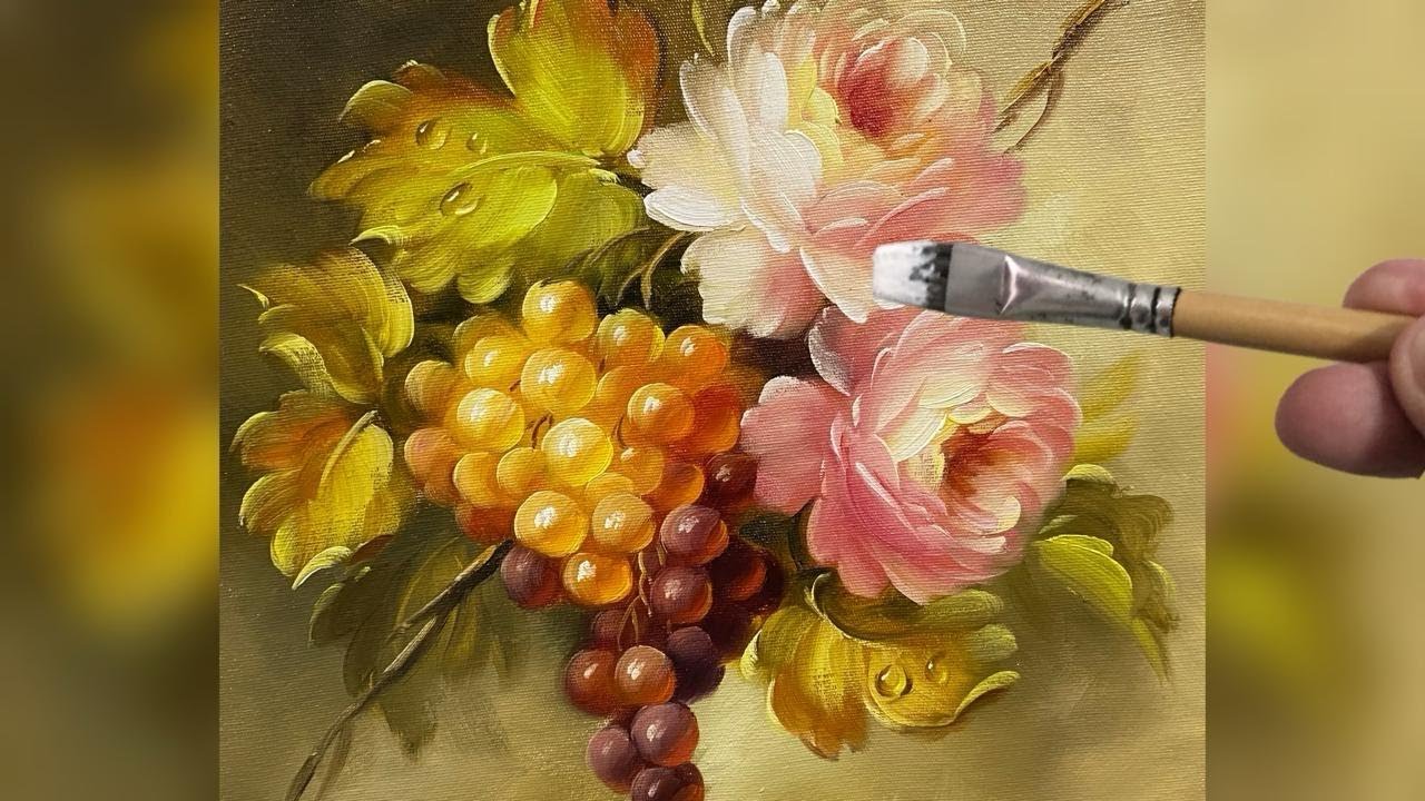 ЯРКИЙ НАТЮРМОРТ / ЖИВОПИСЬ ЦВЕТОВ И ФРУКТОВ / ПОШАГОВАЯ ЖИВОПИСЬ
