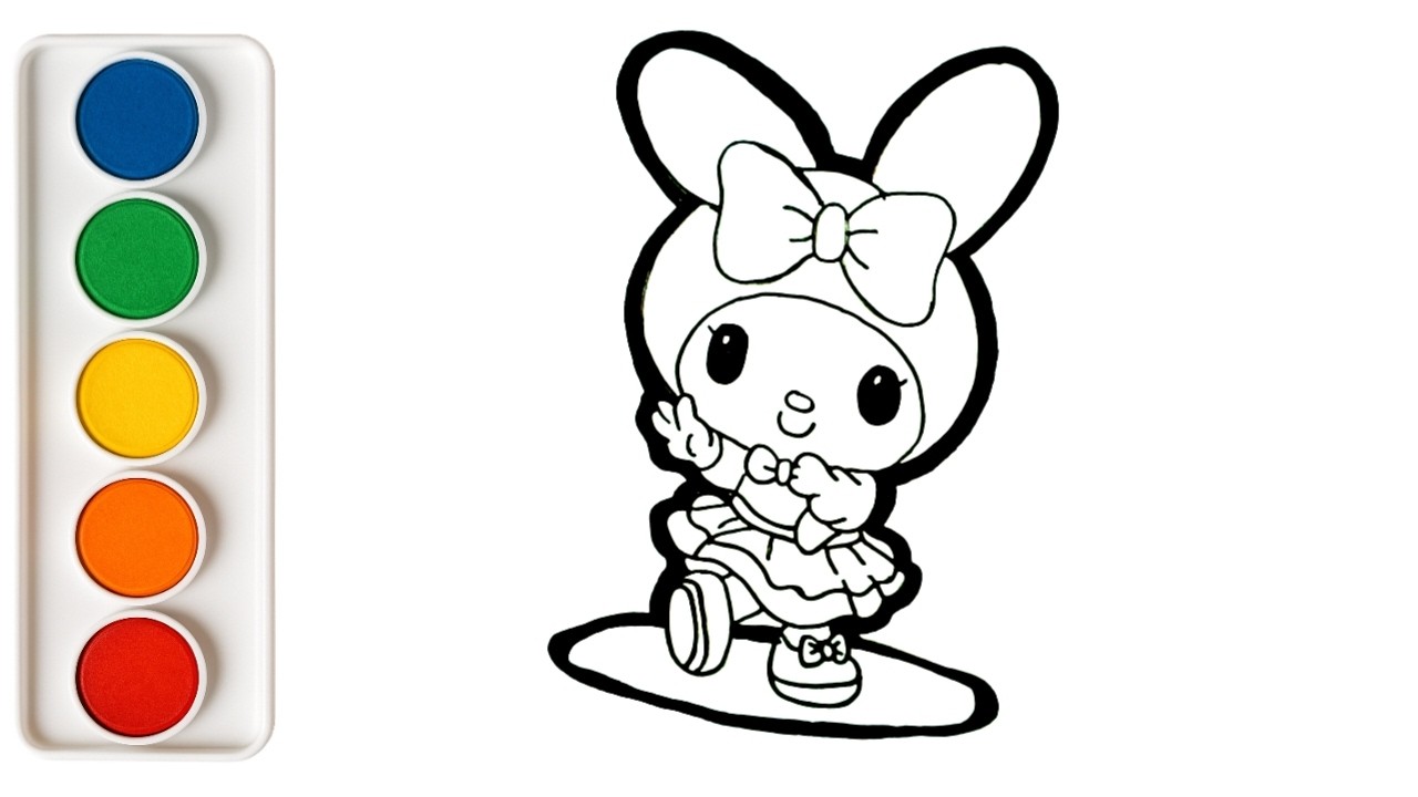 How to Draw and Color Dancing My Melody 🎀 | Easy Step by Step for Kids!