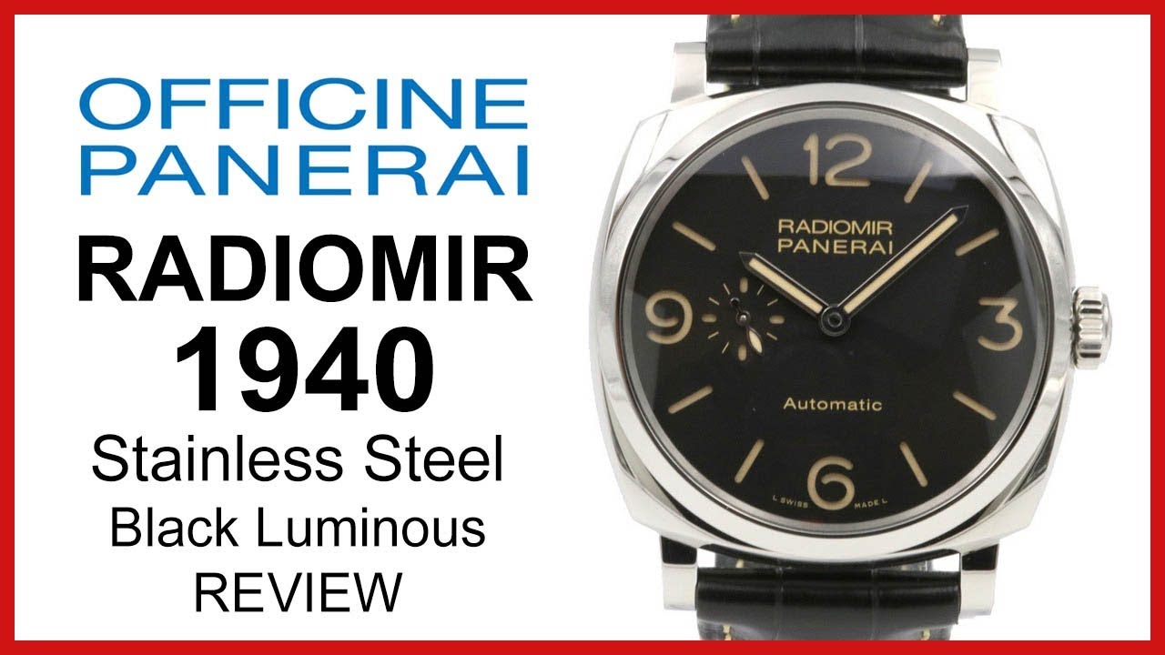 ▶ Panerai PAM 572 Radiomir 1940, черный циферблат, люминесцентный, стальной каучуковый корпус, 45...