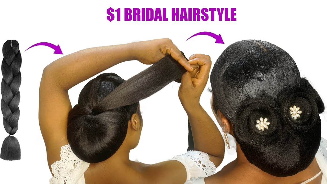 😱WOW!!😳 DIY $1 Bridal Hairstyle Using Braid Extension