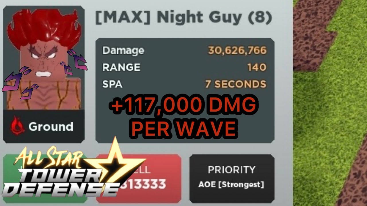 The Most Broken Unit in All Star Tower Defense... | Night Guy (8) Solo Damage Farm