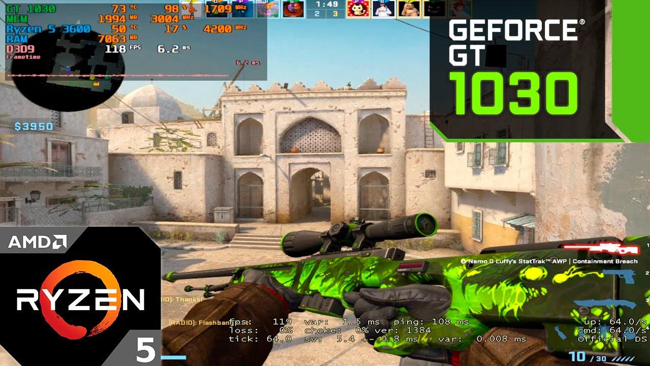 CS:GO : GT 1030 2GB + Ryzen 5 3600 : Ultra Graphics