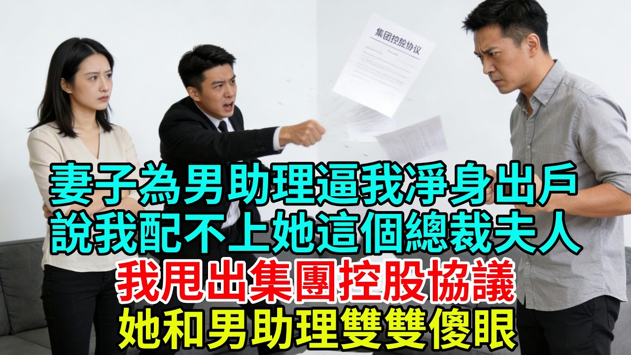 妻子為男助理逼我淨身出户，説我配不上她這個總裁夫人，我甩出集團控股協議，她和男助理雙雙傻眼#故事頻道#故事#情感故事