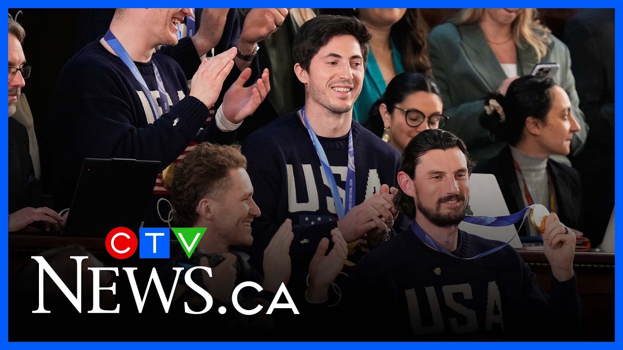 Trump welcomes U.S. men's Olympic gold-medal winning hockey team to the State of the Union address